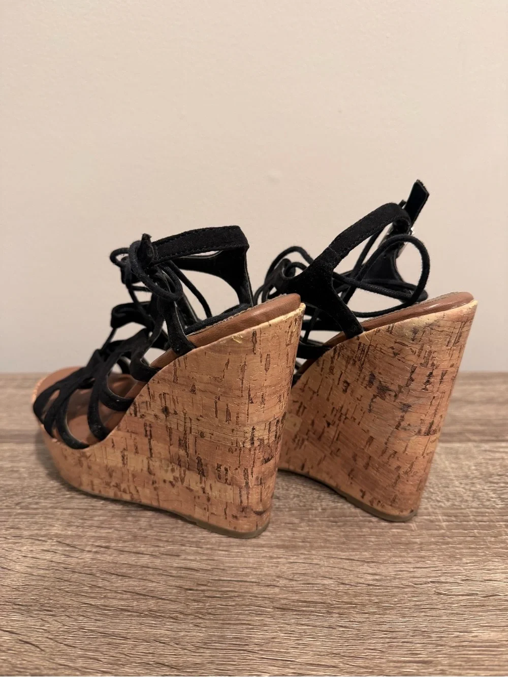 Mossimo Supply Co. Black Strappy Cork Wedge Sandals